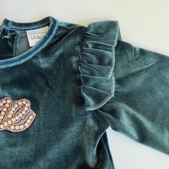 Lily & Max 1st Birthday Baby Girl Green Ruffle Bubble Romper 12-24m - Picture 6 of 12